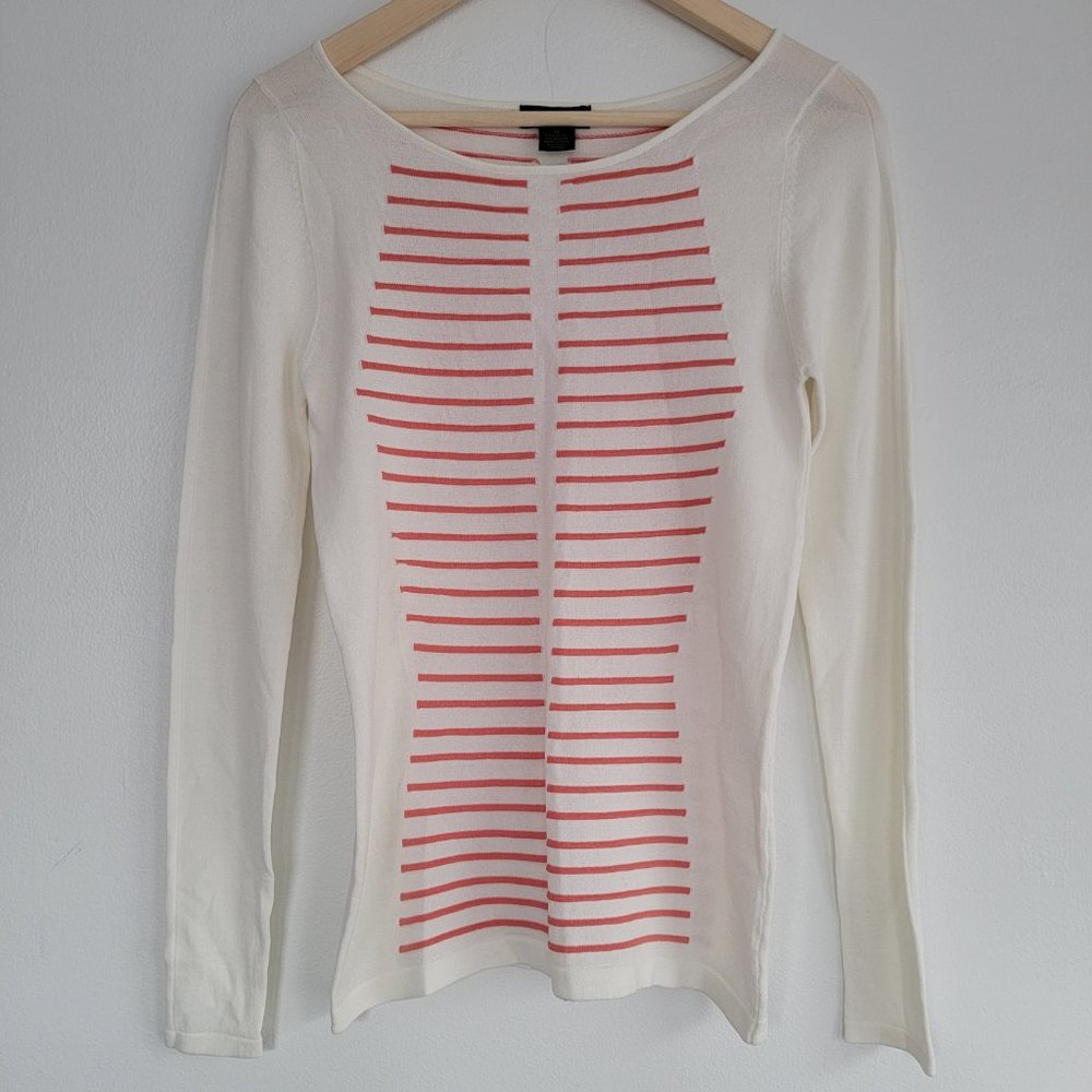 lightweight sweater jersey knit off white pink stripes size medium